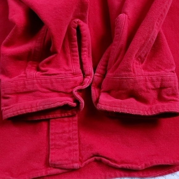Woolrich Mens Heavy Cotton Red Button Down Shirt sz XL - Picture 5 of 8